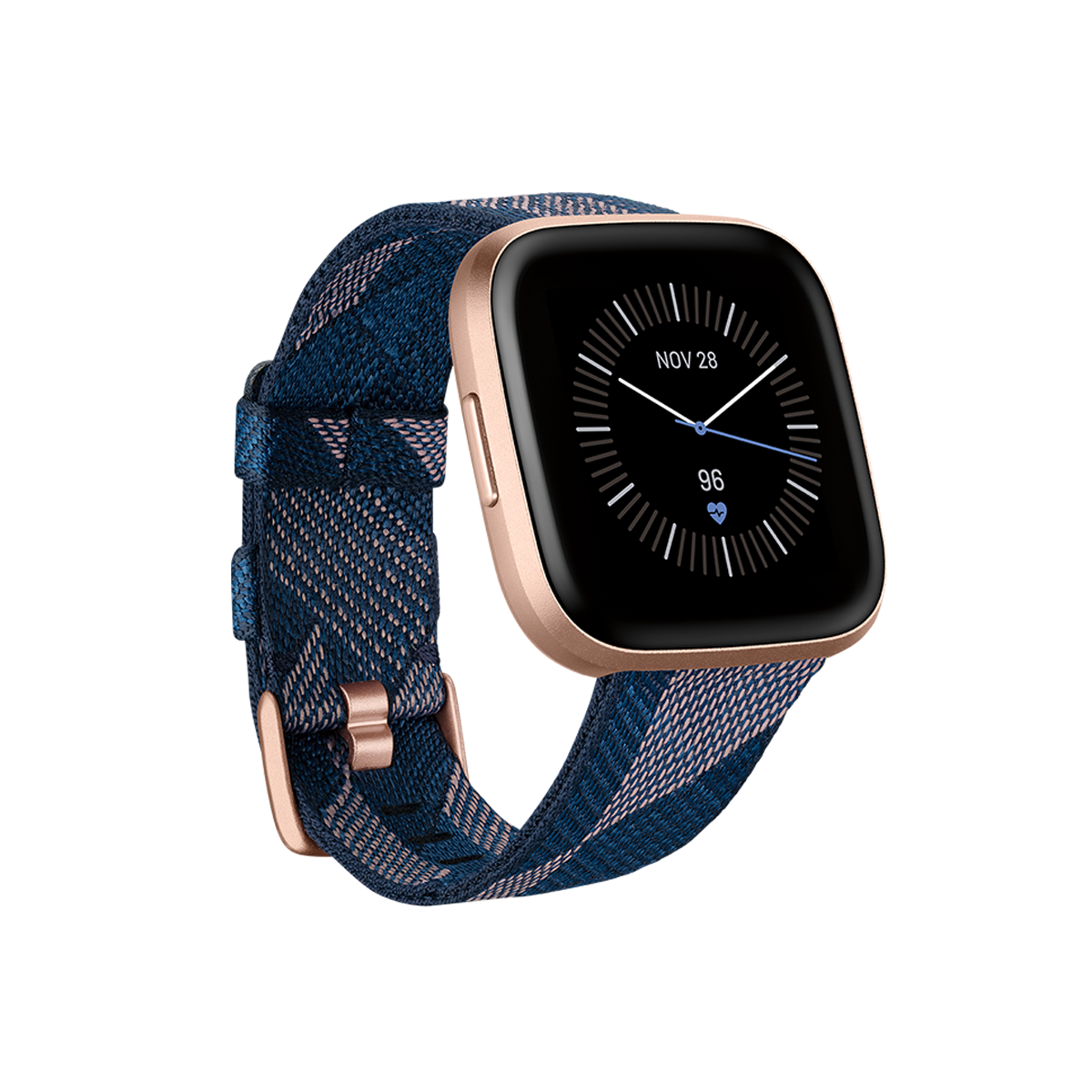 Fitbit - Versa 2 - Navy & Pink Woven Band/Copper Rose Aluminum (Special Edition)